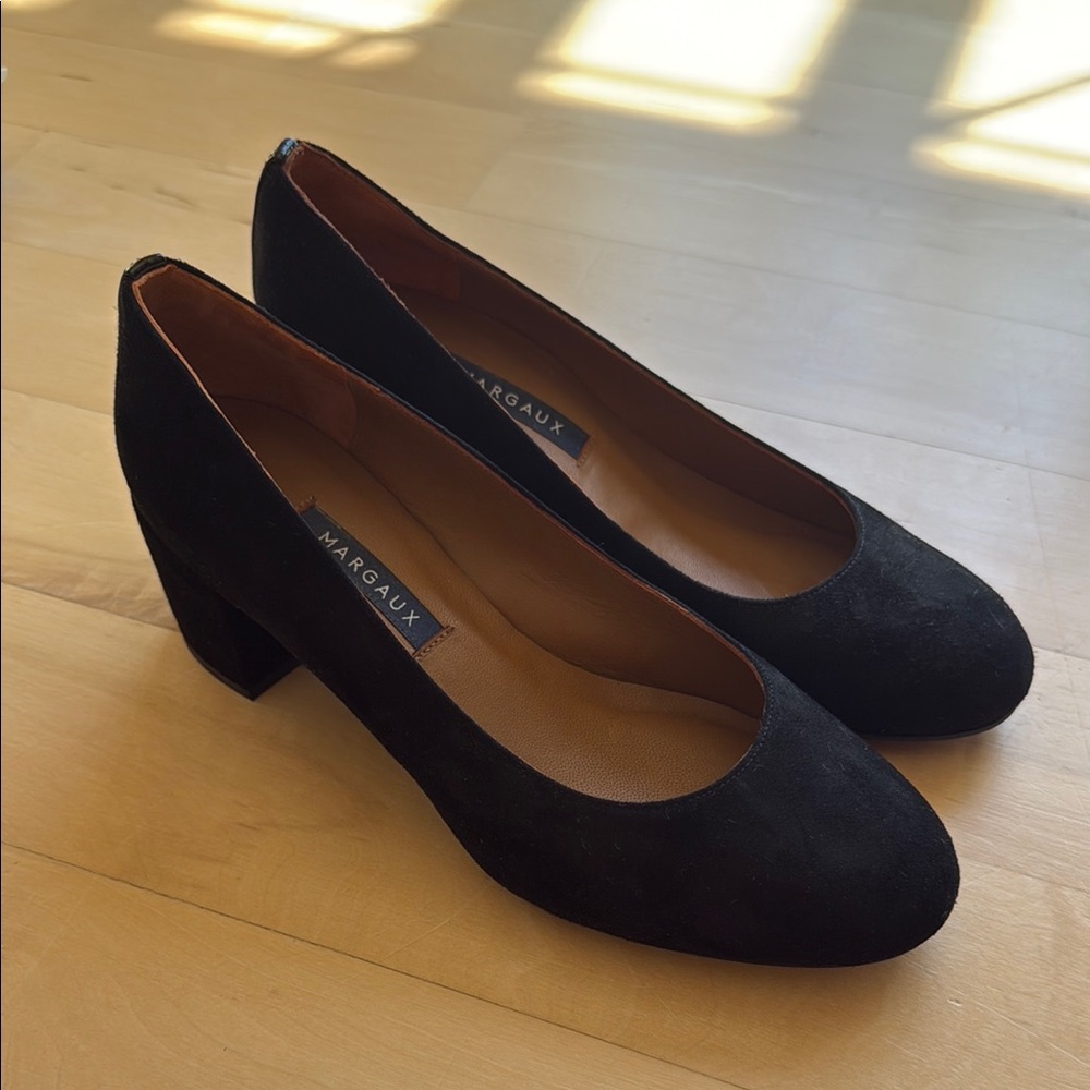 Margaux Black Suede Block Heels